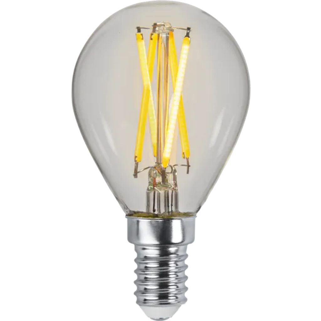 Star Trading LED-Lampe E14, Kugelform, gedimmt bis warmweiß – Klarglas