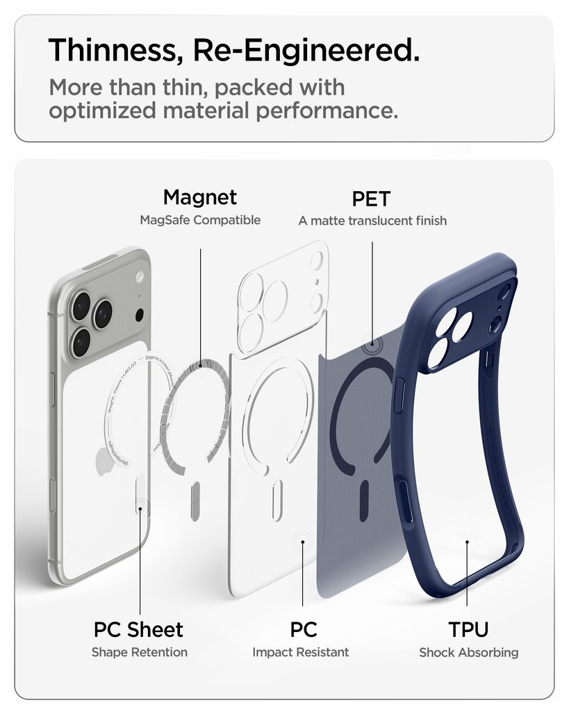 Spigen Ultra Hybrid MagFit Skal till iPhone 18 Pro / 17 Pro - Frost Deep Blue