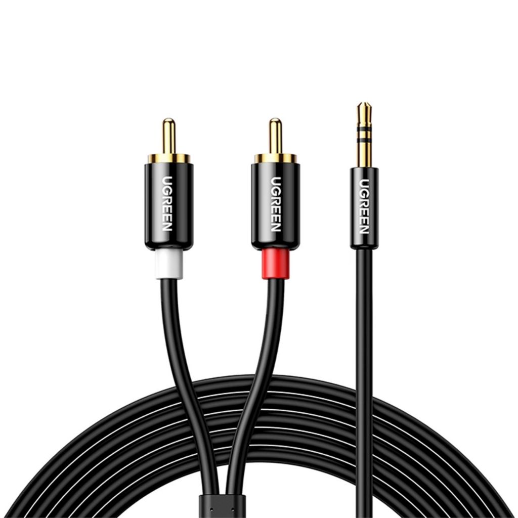 UGREEN AV116 3.5 mm till 2 x RCA ljudkabel, 1 m – svart