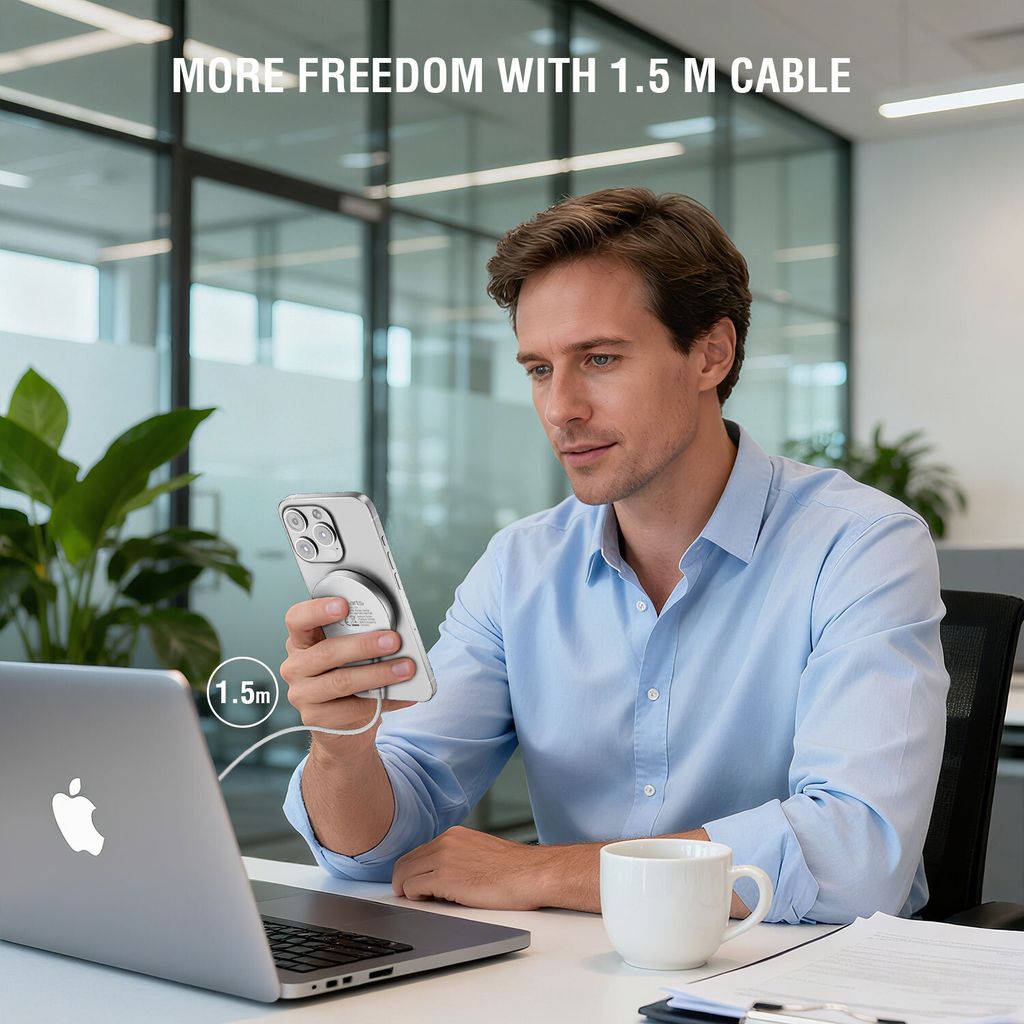 4Smarts Qi2 MagSafe Trådlös laddare 25W, 1,5m – Vit