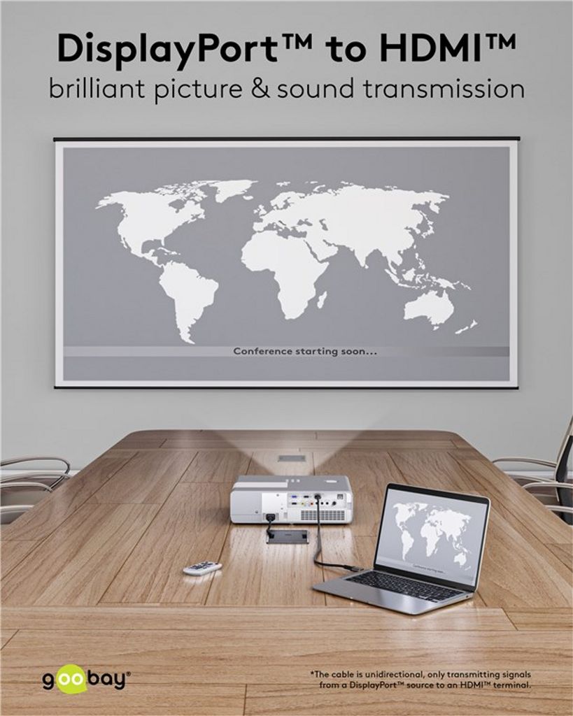 Goobay DisplayPort til HDMI-kabel 8K/60Hz, 1m