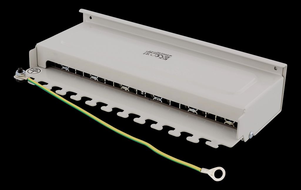 Deltaco patchpanel, 12xRJ45, Cat6a, veggmonterbar, 10Gbps - Grå