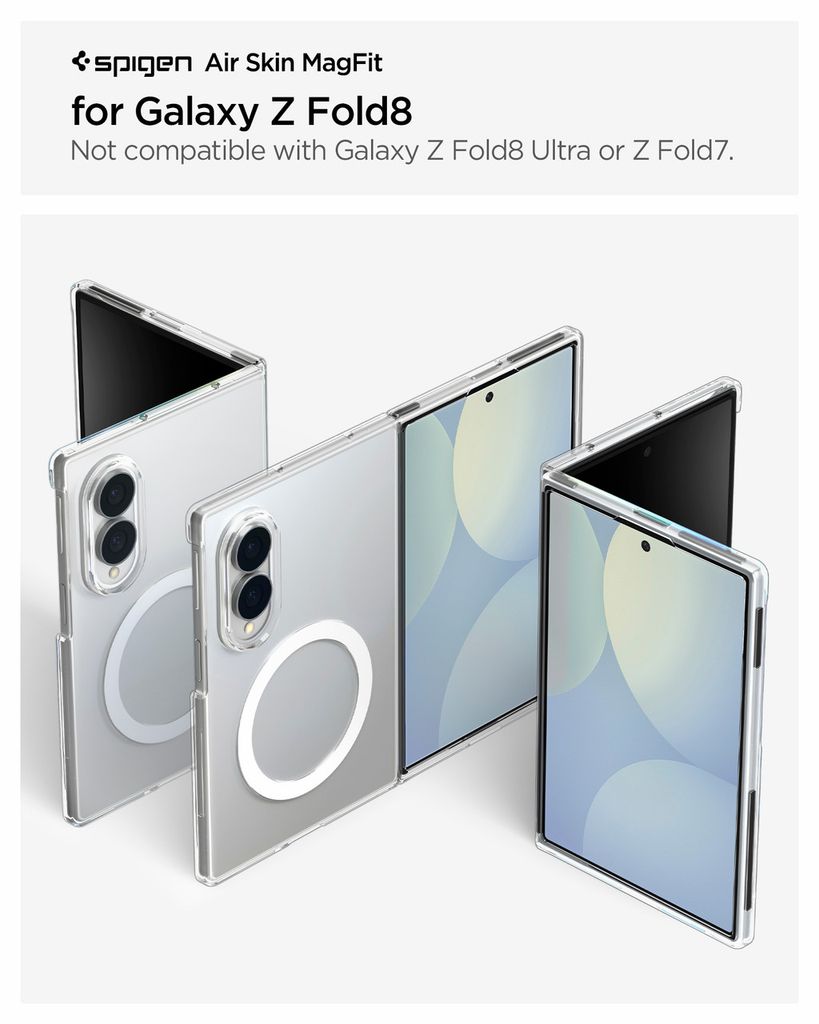 Spigen Airskin MagFit Deksel til Samsung Galaxy Z Fold8 - Gjennomsiktig/hvit