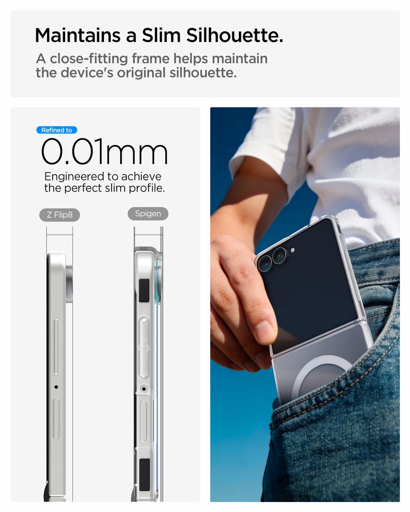 Spigen Airskin MagFit Deksel til Samsung Galaxy Z Flip8 - Gjennomsiktig/hvit