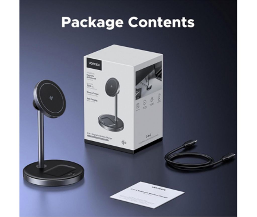 UGREEN W710 3-i-1 trådløs lader 20W – svart