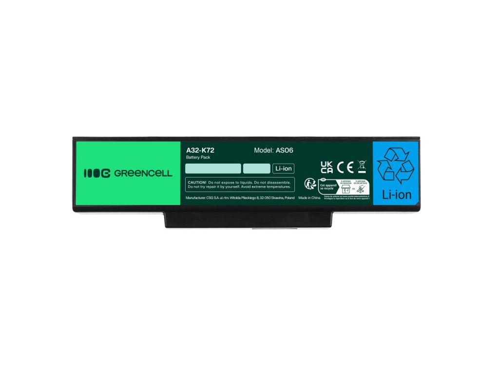 Green Cell -akku Asus A32-K72-kannettavalle jne., 10.8V 4400mAh