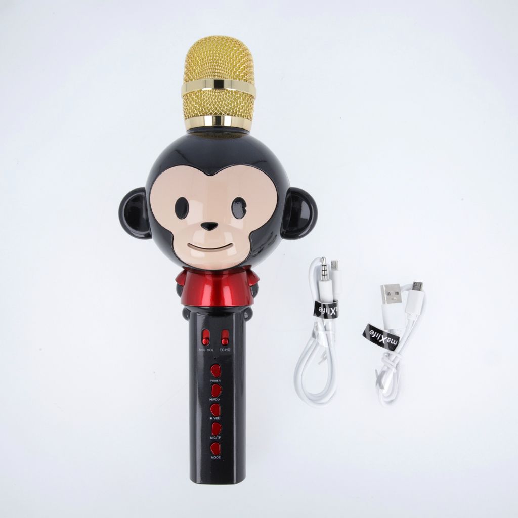 Maxlife Bluetooth-mikrofoni kaiuttimella ja eläinhahmolla – musta