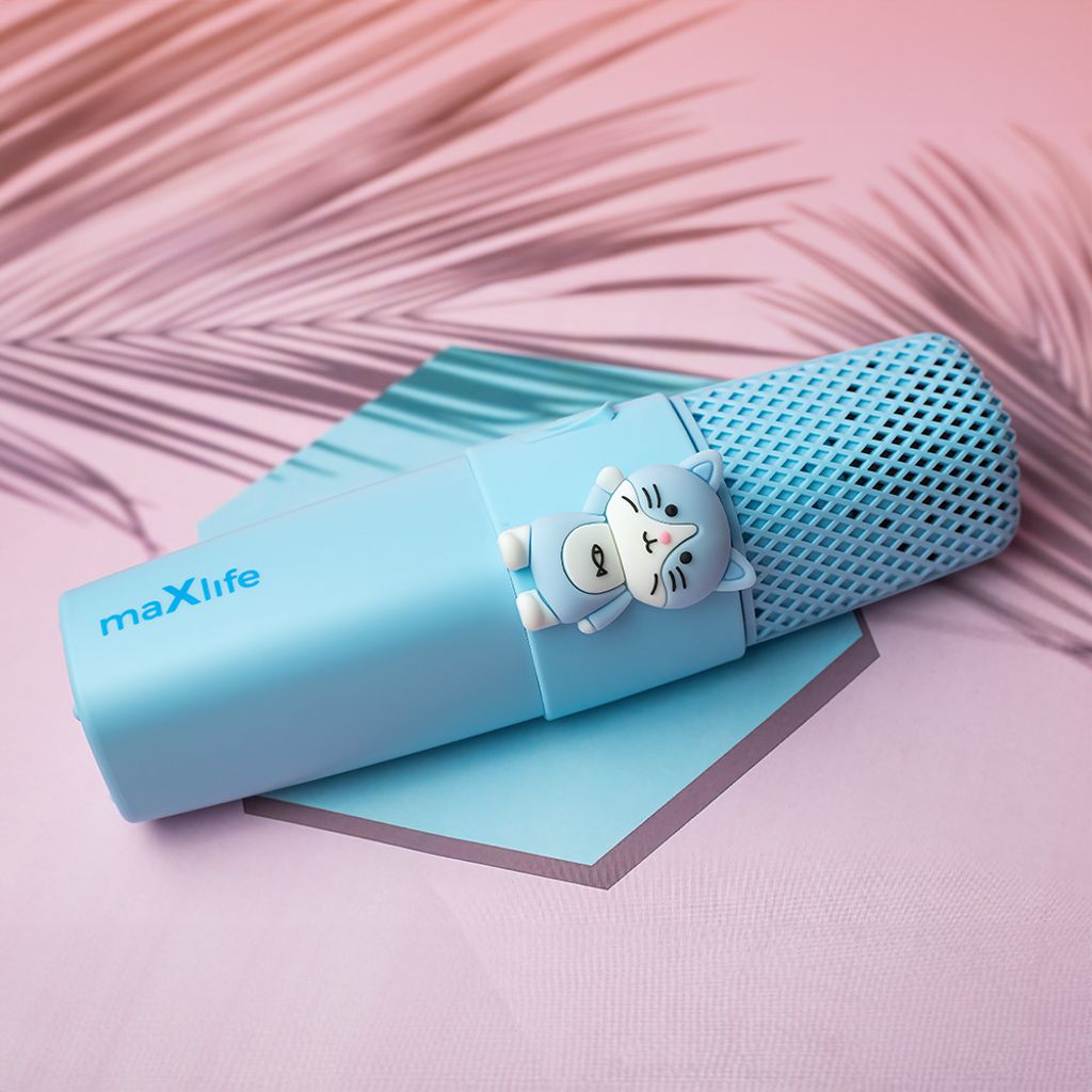 Maxlife Bluetooth-mikrofoni kaiuttimella ja eläinhahmolla – sininen
