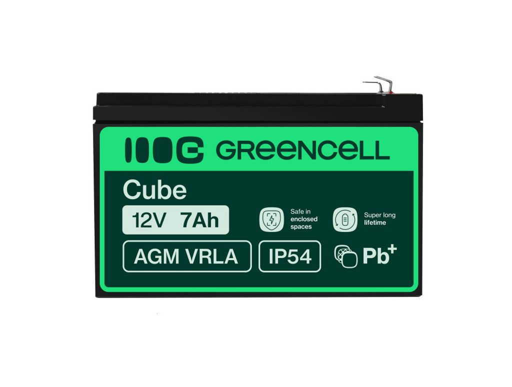 Green Cell AGM VRLA 12V 7Ah underhållsfritt batteri för UPS-enheter