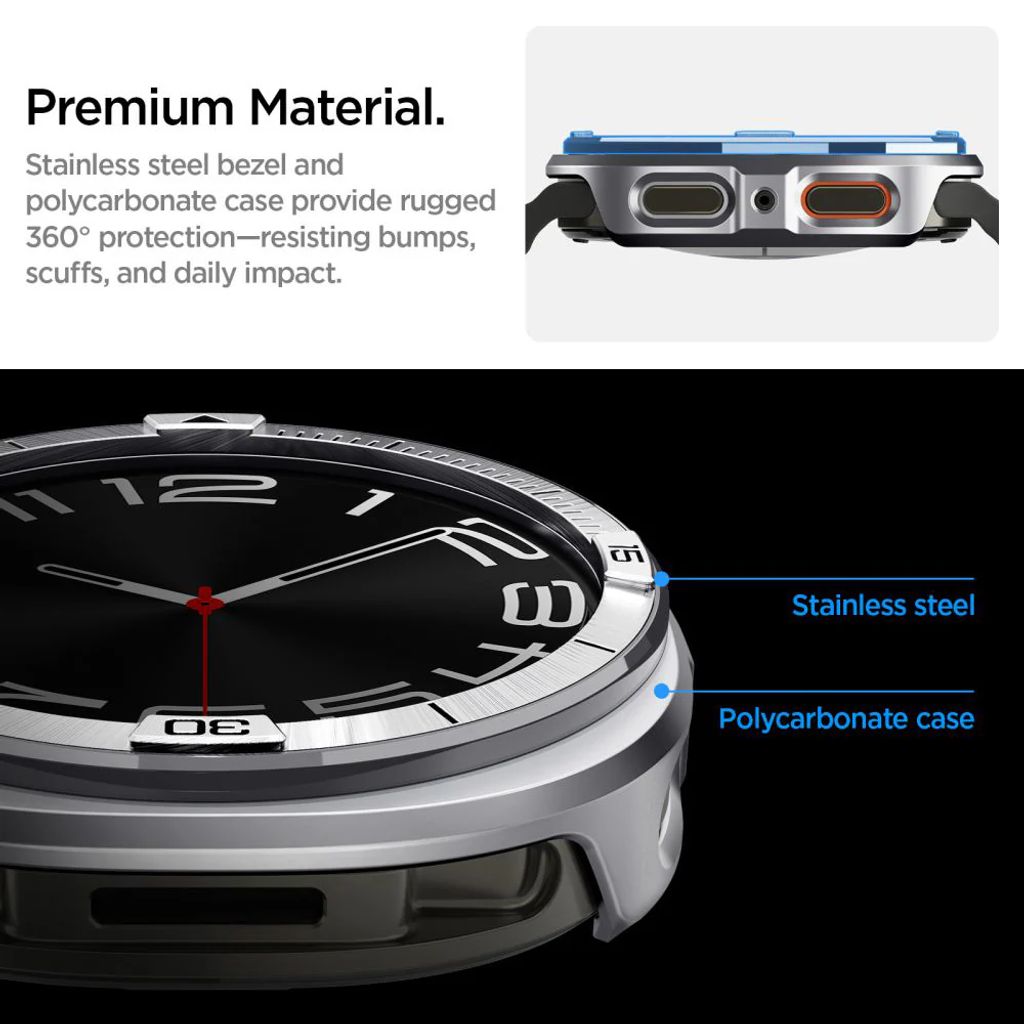 Spigen Samsung Galaxy Watch 9/8 44mm Bezel Ring Rammebeskyttelse - Sølv