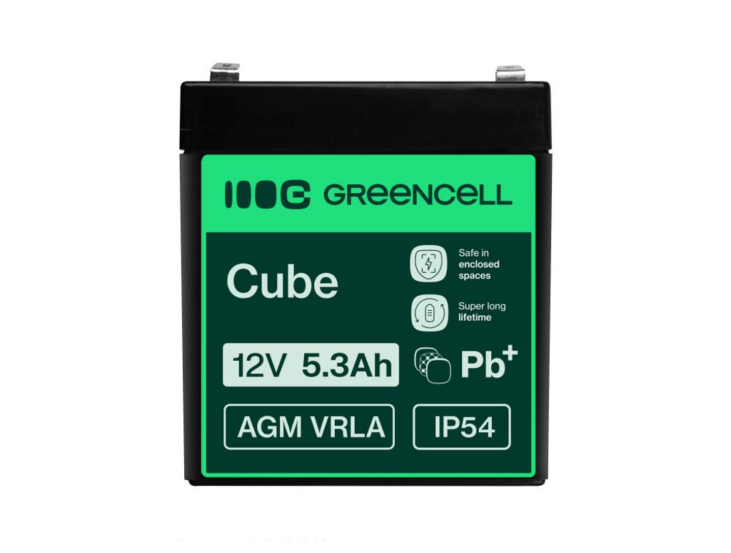 Green Cell 12V 5,3Ah VRLA-batteri för larm, kassaregister och leksaker