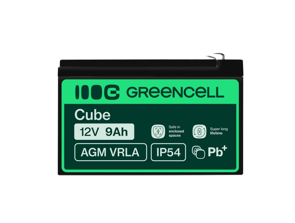 Green Cell AGM VRLA 12V 9Ah vedlikeholdsfritt batteri for UPS-enheter