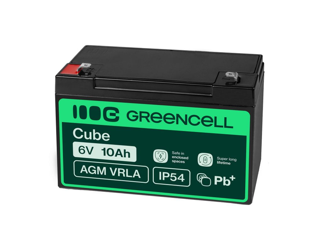 Green Cell 6V 10Ah VRLA-batteri til alarmer, kasser og leker