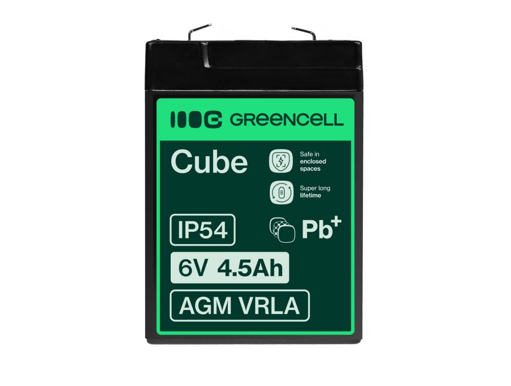 Green Cell AGM VRLA 6V 4,5Ah vedlikeholdsfritt batteri for alarmsystem, kasseapparat, leker