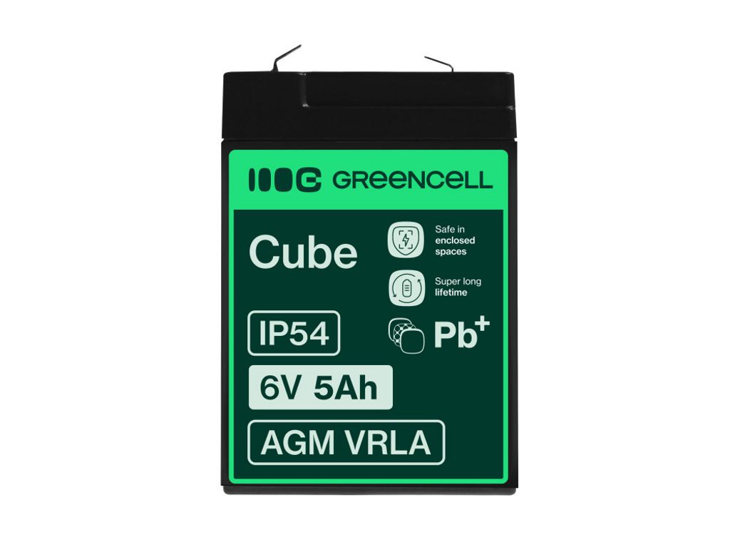 Green Cell AGM VRLA 6V 5Ah vedlikeholdsfritt batteri for alarmsystem, kasseapparat, leker