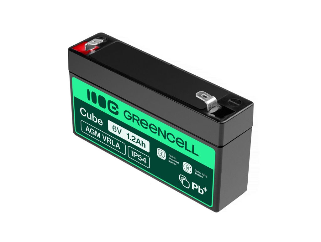 Green Cell 6V 1.2Ah VRLA-batteri underhållsfritt för larm och leksaker