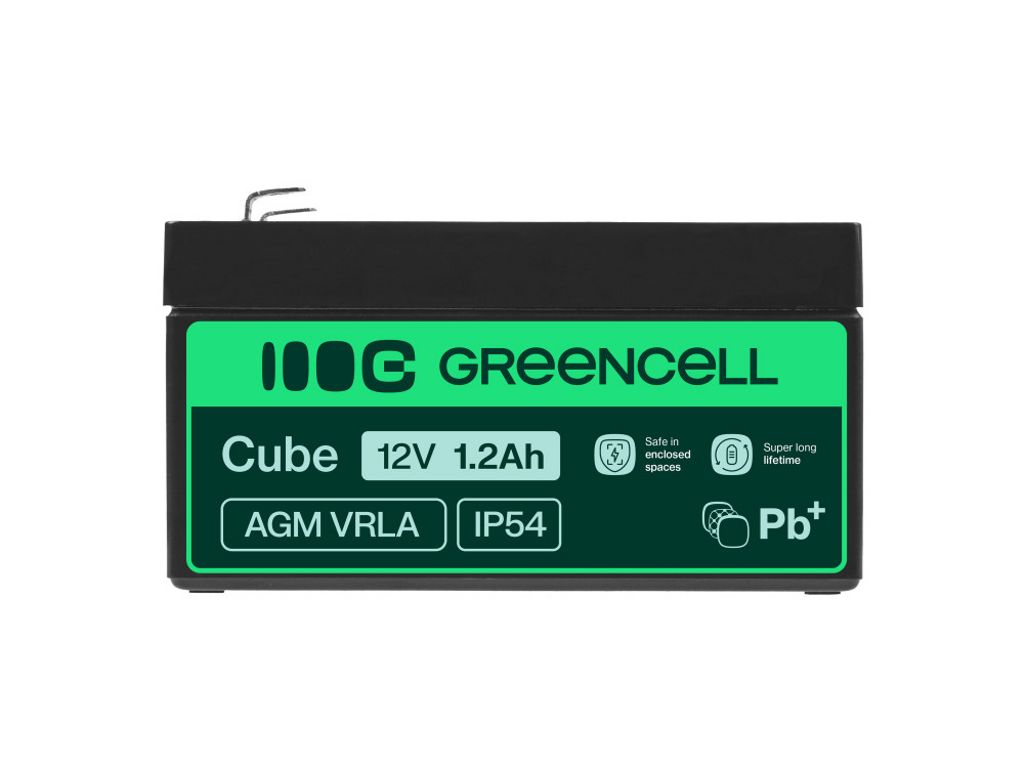 Green Cell 12V 1.2Ah VRLA-batteri för larm, kassaregister och leksaker