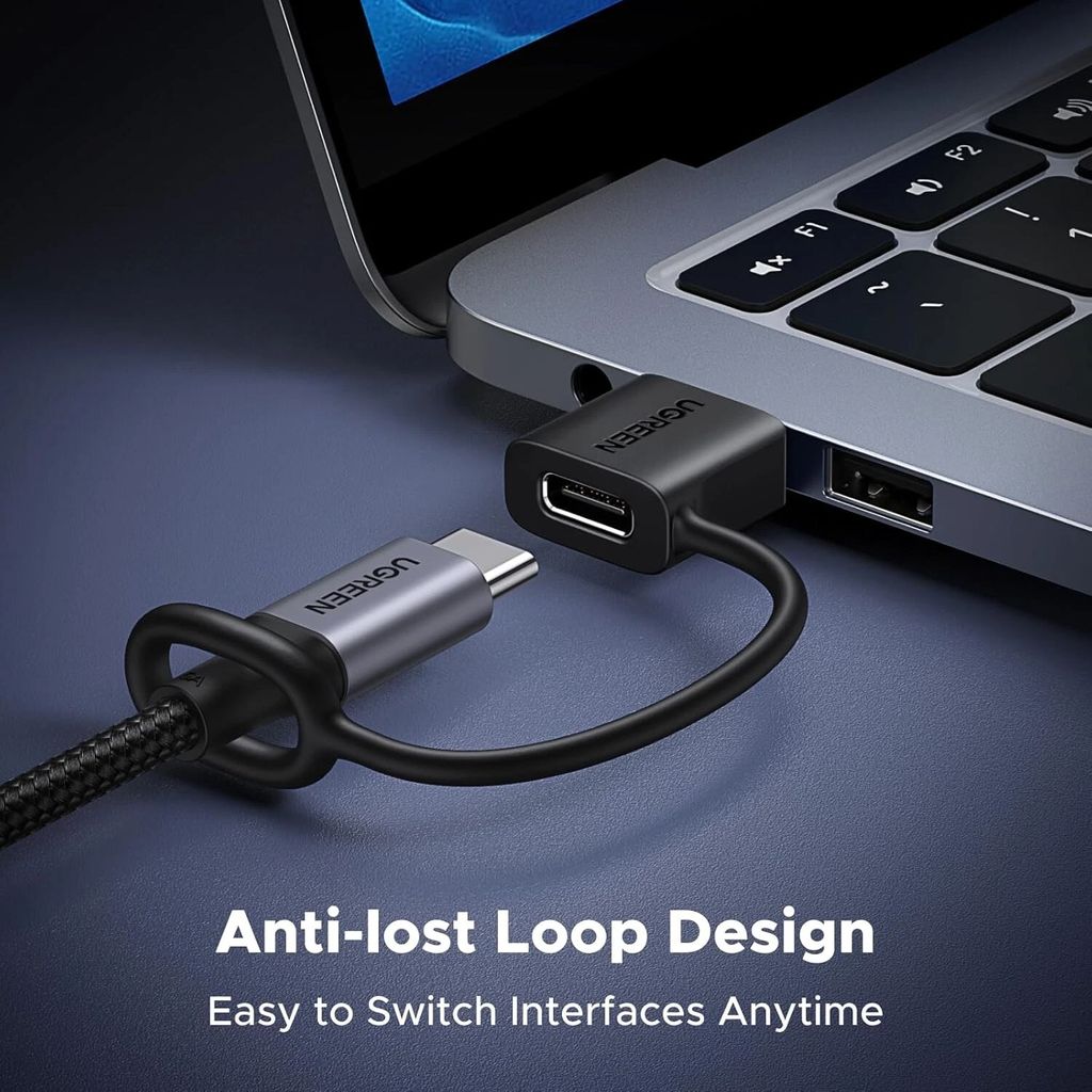 UGREEN USB-A Male to USB-C Female Adapter, 2pcs - Black