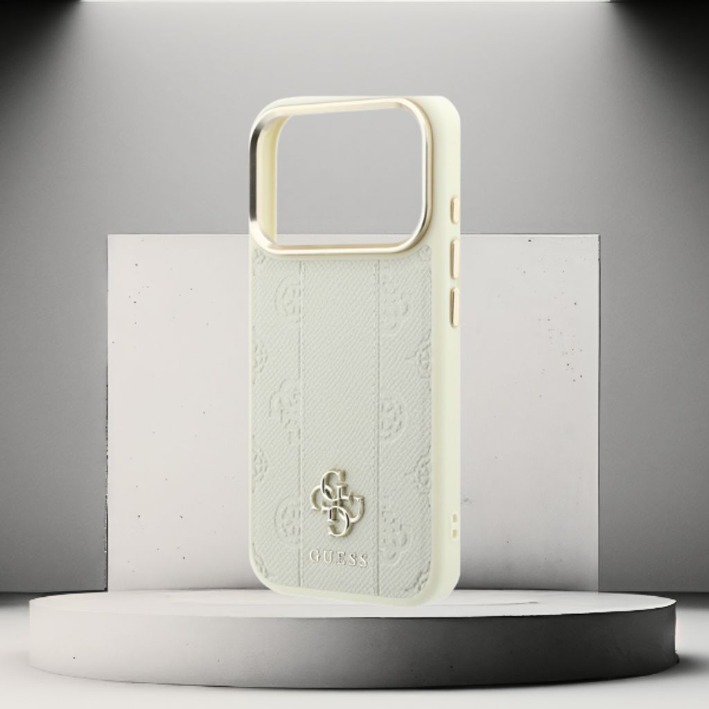 Guess Stripe Peony 4G Logo MagSafe -kuori  iPhone 18 Pro:lle - Beige