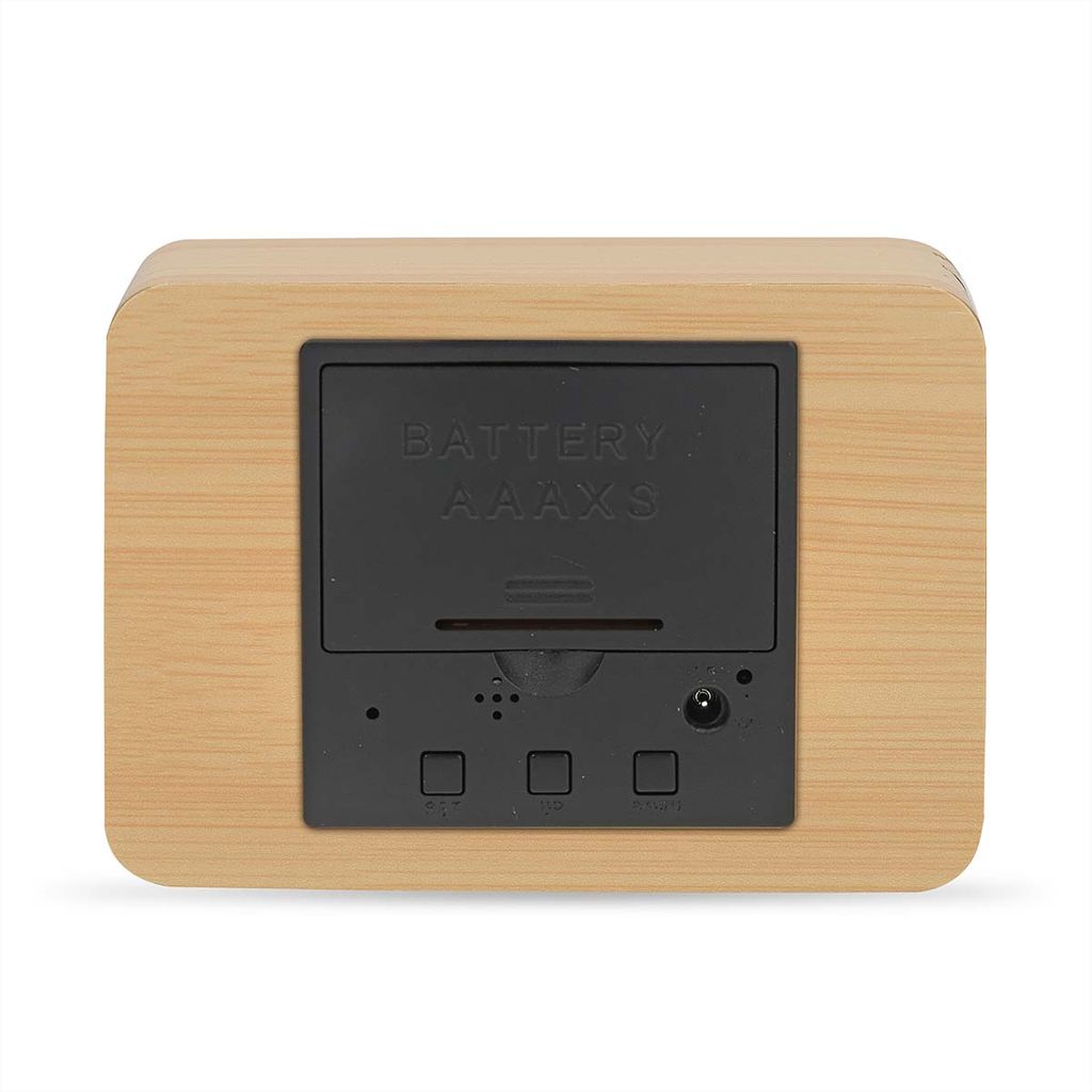 Nedis digital alarmklocka skrivbord med temperatur – trä