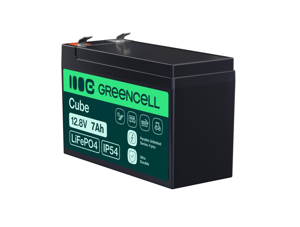 Green Cell CUBE 7Ah 12.8V LiFePO4 Batteri för UPS & Övervakning