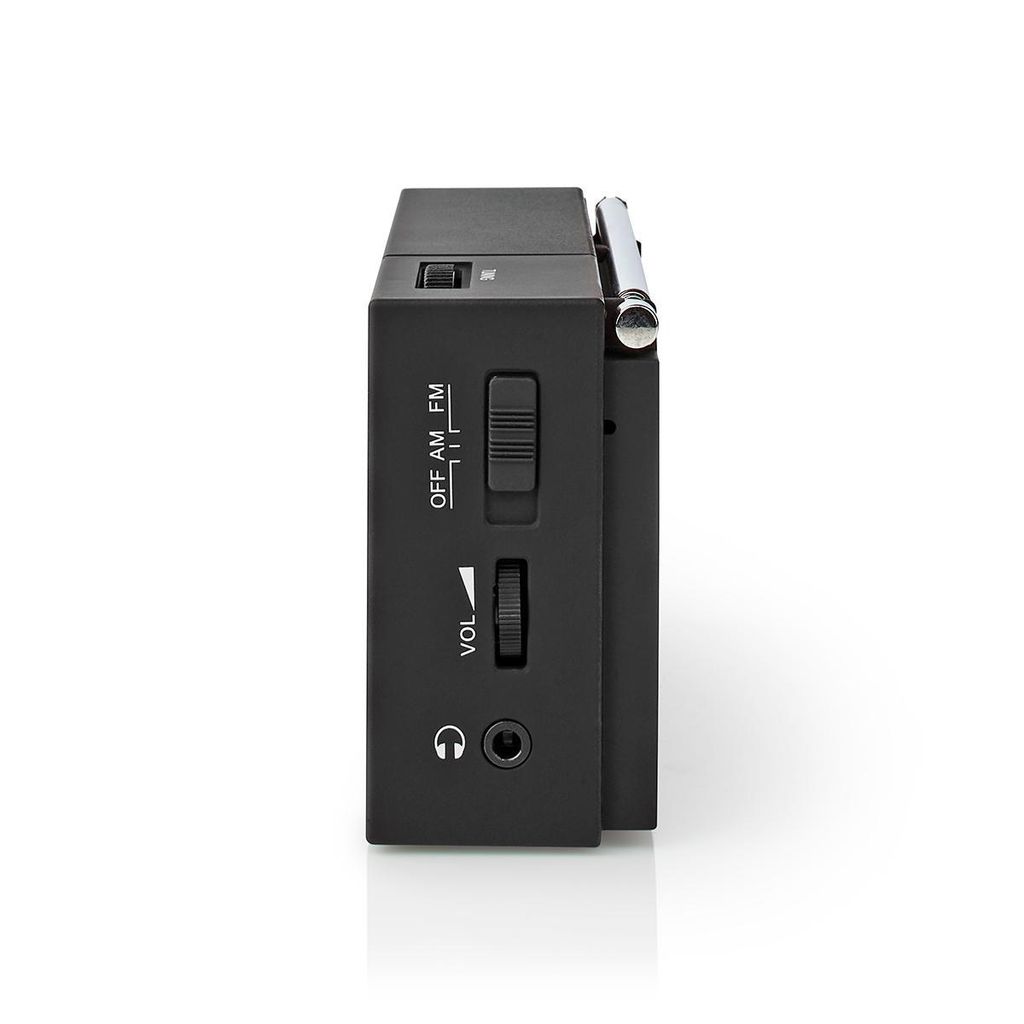 Nedis bærbar FM-radio med Bluetooth og vækkeur