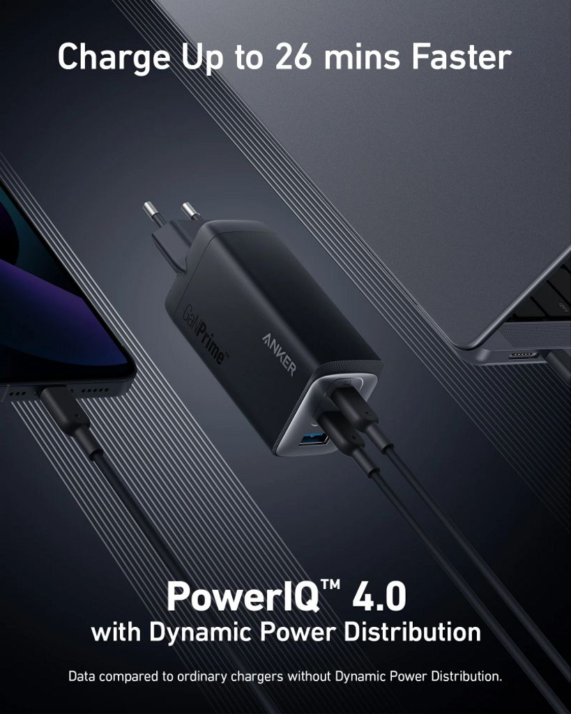 Anker 735 GaNPrime III 65W seinälaturi – 2 x USB-C + 1 x USB-A
