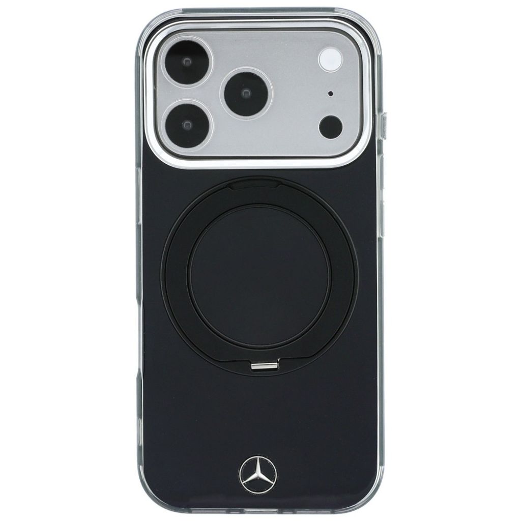 Mercedes Ring Stand Iconic Logo MagSafe -kuori till iPhone 18 Pro/17 Pro - Musta