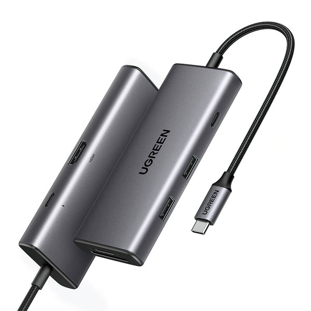 UGREEN CM498 USB-C-keskitin, jossa on 2x USB-A / 2x USB-C / HDMI / SD / microSD -liitäntää