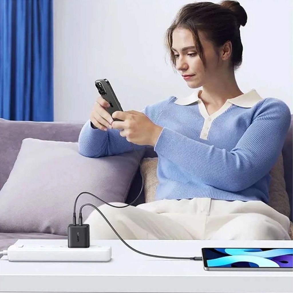 Ugreen X227 20W GaN-vegglader med USB-A og USB-C – svart