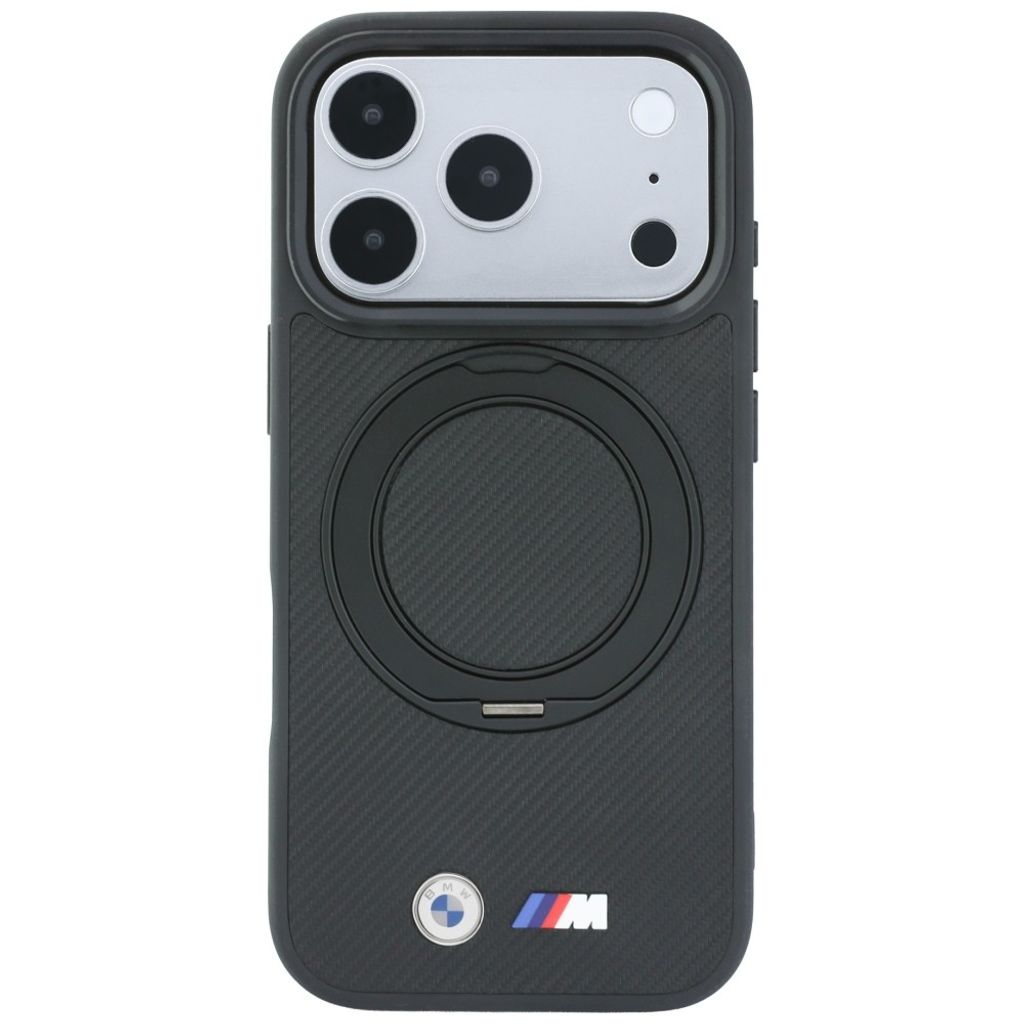 BMW Kevlar Ring Stand 360 MagSafe -kuori till iPhone 18 Pro Max/17 Pro Max - Musta