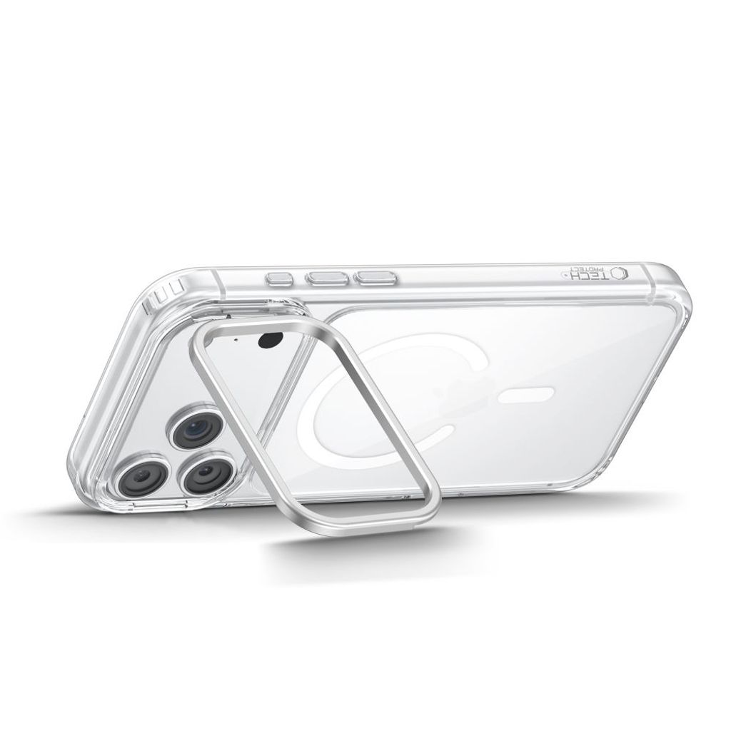 Tech-Protect MagStand CC MagSafe -kuori iPhone 18 Pro Max/17 Pro Max:lle - Läpinäkyvä