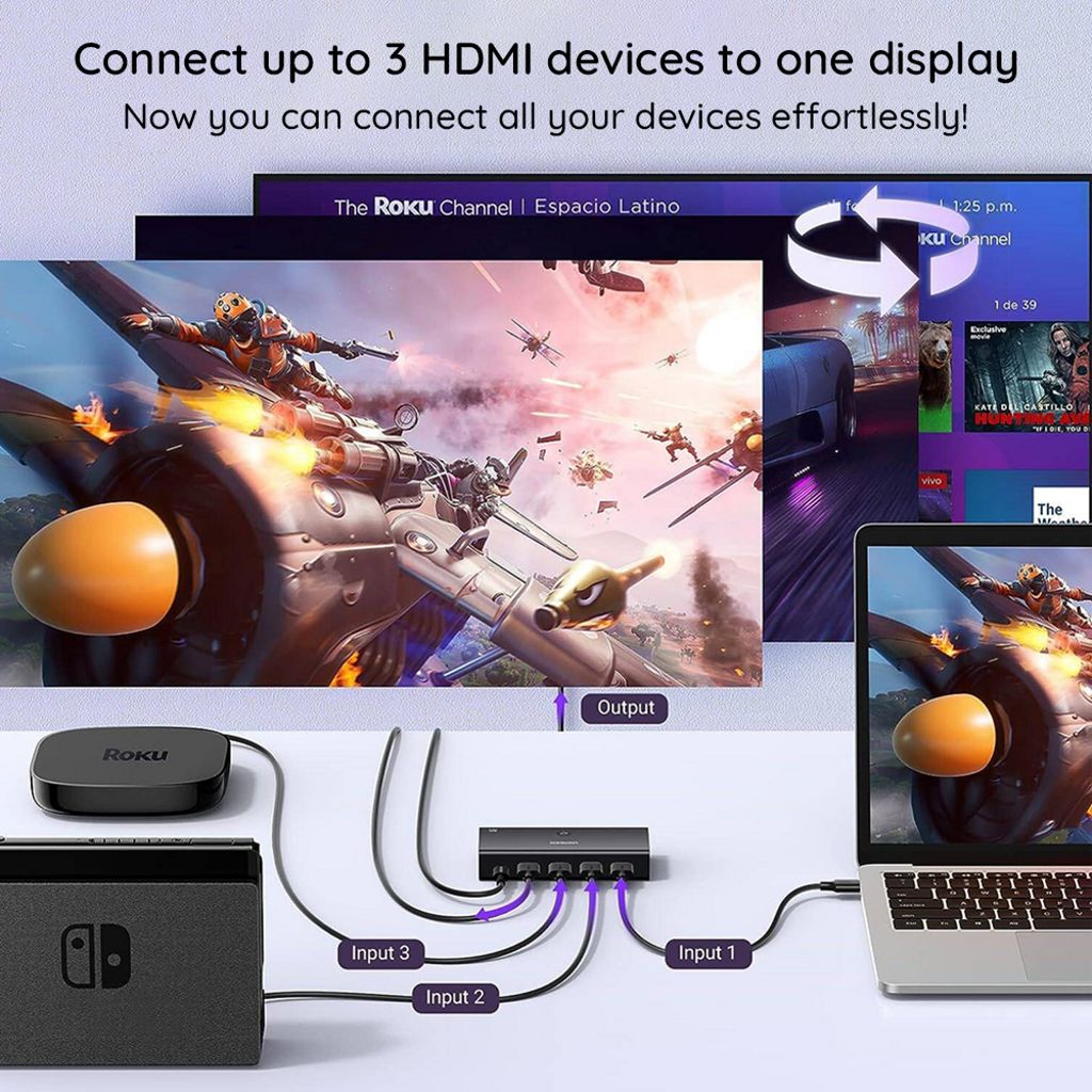 UGREEN AW504 3x HDMI-switch - Sort