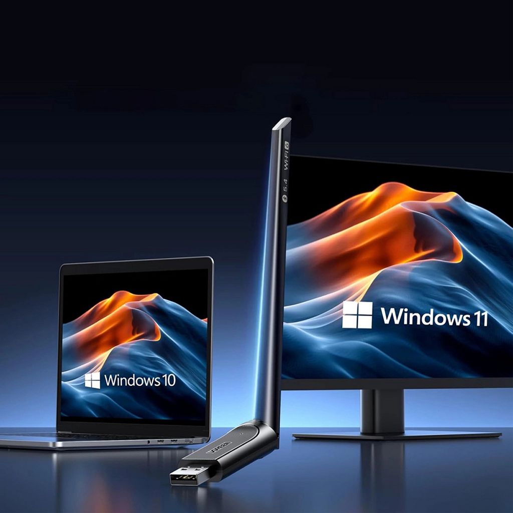 Ugreen AX900 Wi-Fi-adapter med Wi-Fi 6, 600 Mbps - svart