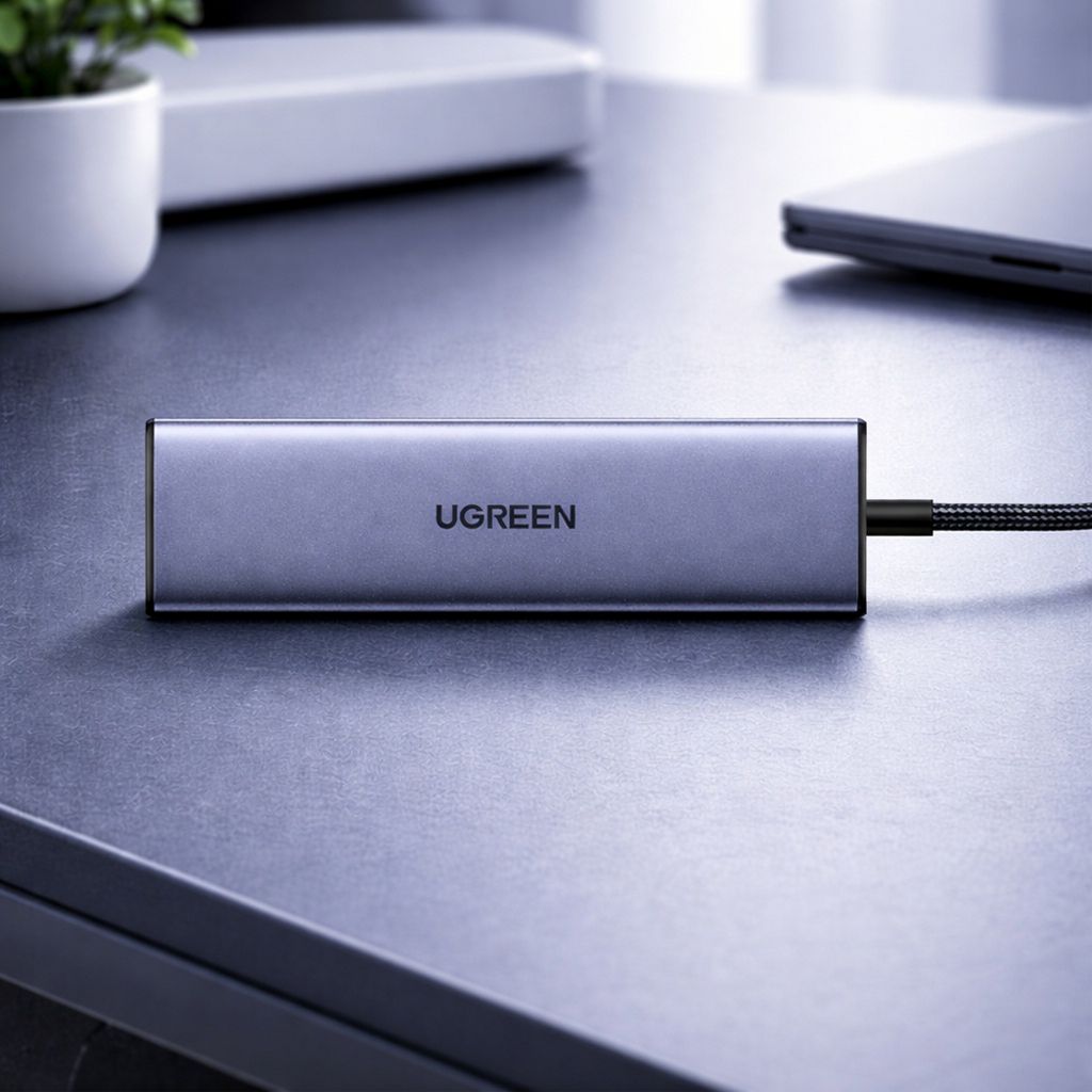 Ugreen CM511 USB-C-keskitin 6-in-1 3x USB-A, 2x USB-C, 1x DisplayPort - Harmaa