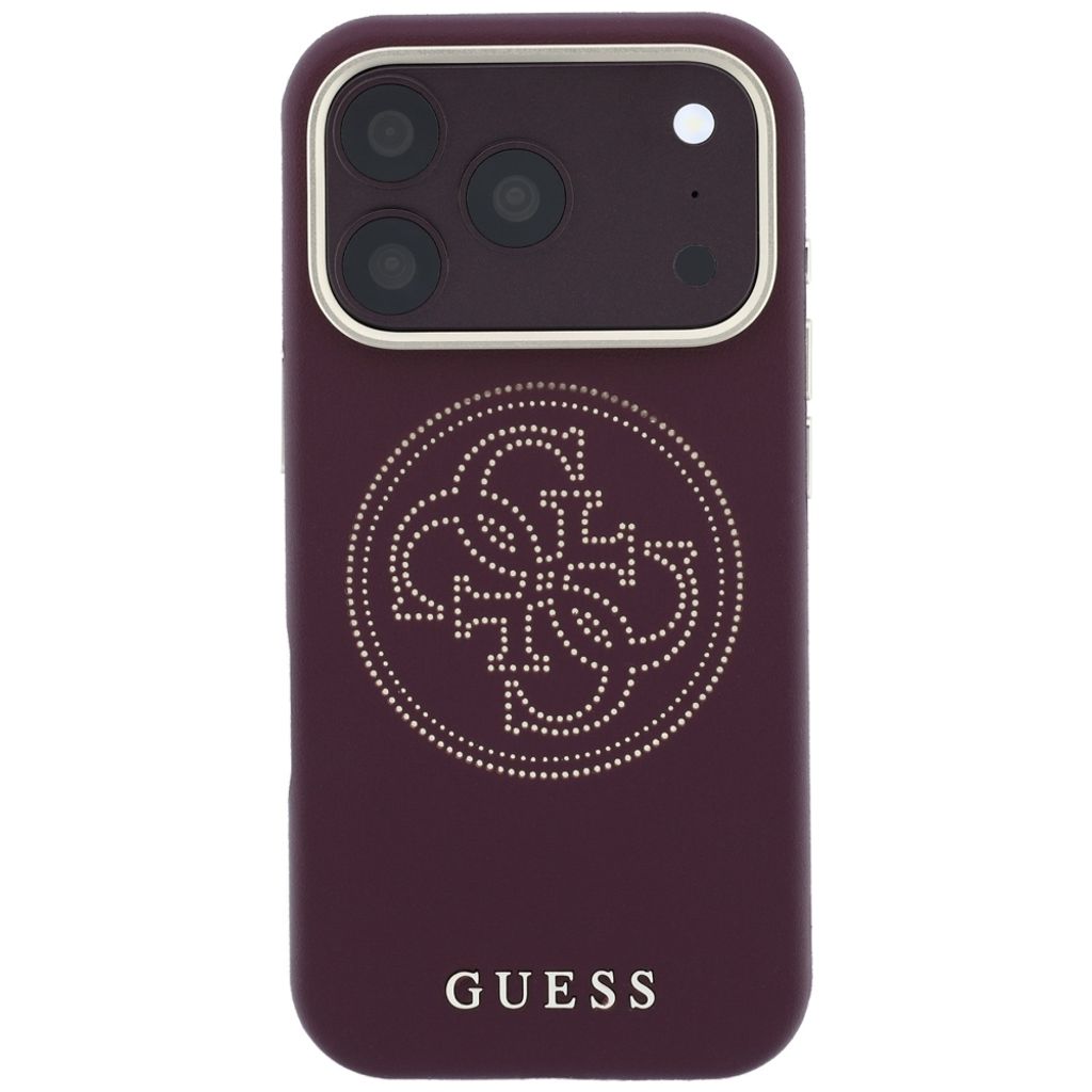 Guess Perforated 4G Gold Logo Magsafe -kuori iPhone 18 Pro Max:lle - Burgundi