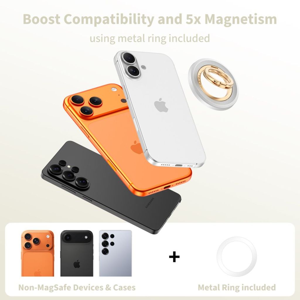 Tech-Protect MMR700 Lamano MagSafe-ringhållare till mobil – grå/guld