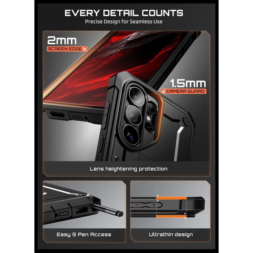 Supcase Unicorn Beetle Pro Set Kuori Samsung Galaxy S26 Ultra - Musta