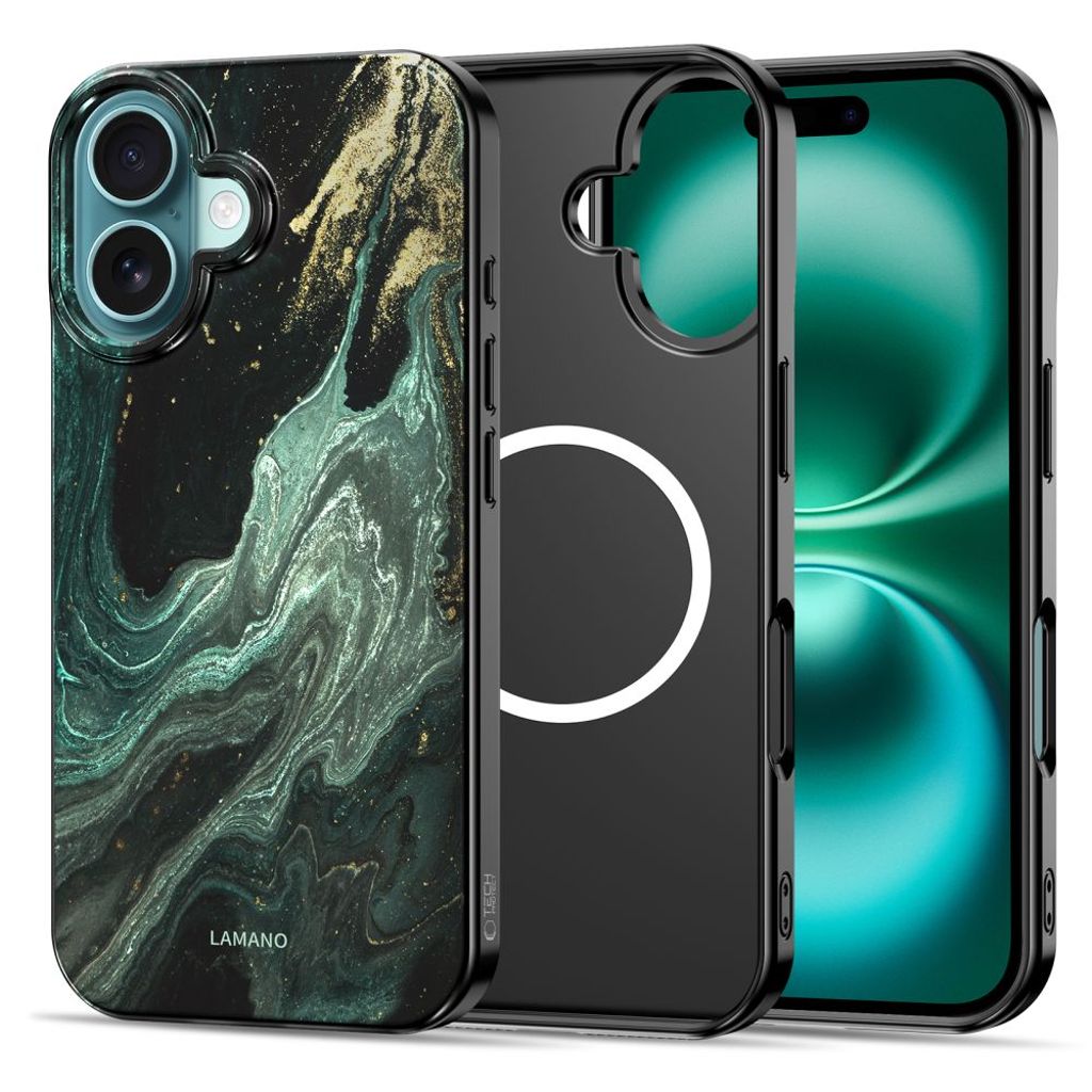 Tech-Protect Lamano MagSafe Cover til iPhone 16 - Grøn/Sort