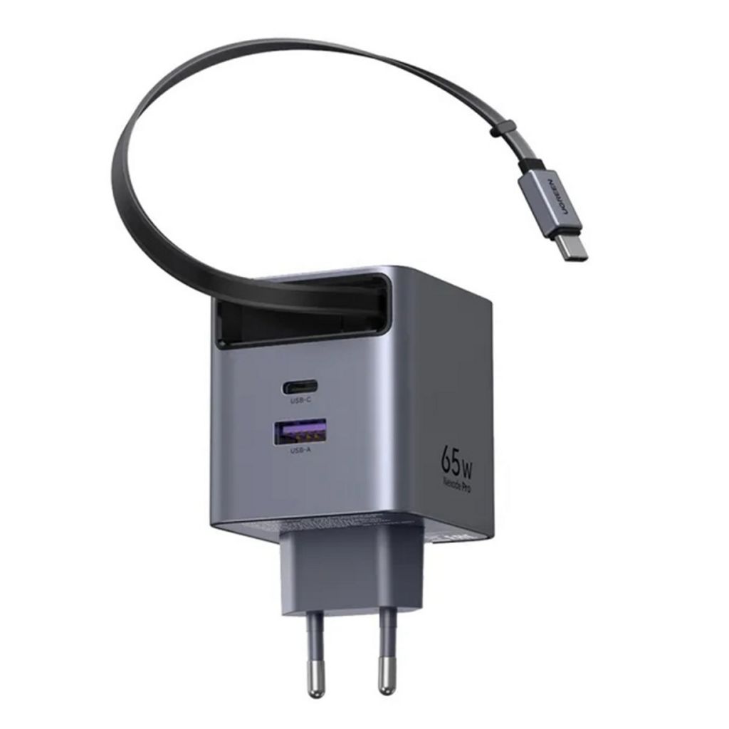 UGREEN Väggladdare X615 65W, 3A, USB-A/USB-C med USB-C-kabel - Grå