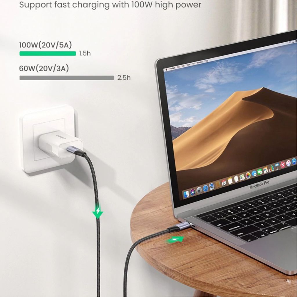 UGREEN US355 USB-C til USB-C kabel 100W – 1 m, sort