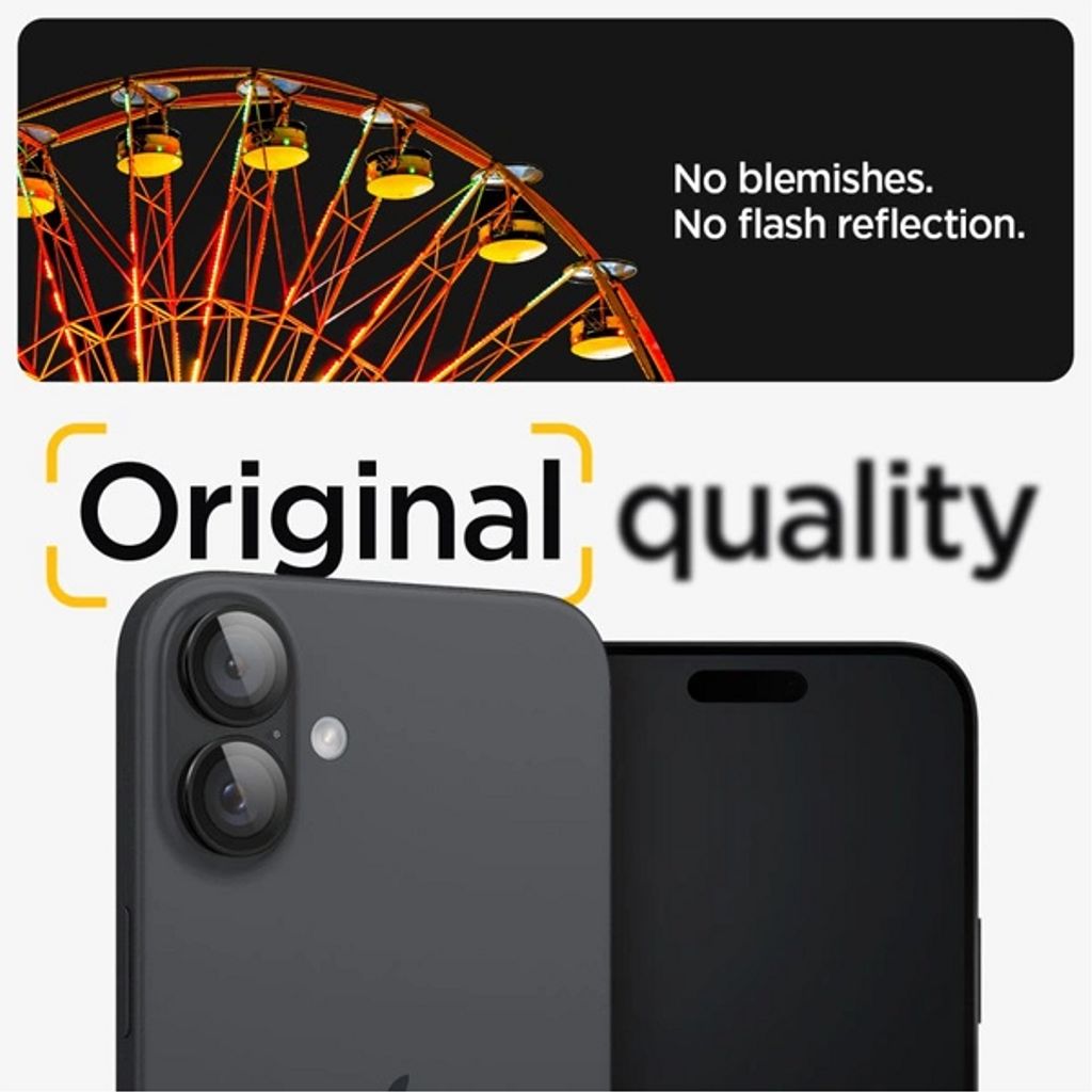 Spigen iPhone 17 / 16 Plus Glas.tR EZ Fit Optik Pro Linsebeskytter, 2 stk - Svart