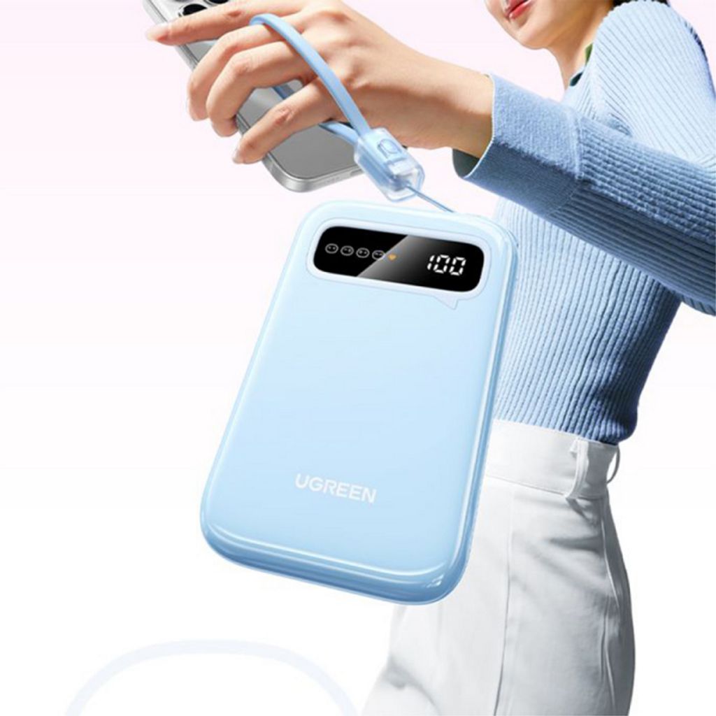 UGREEN PB522 powerbank med USB-C kabel 10000mAh, 20W – blå