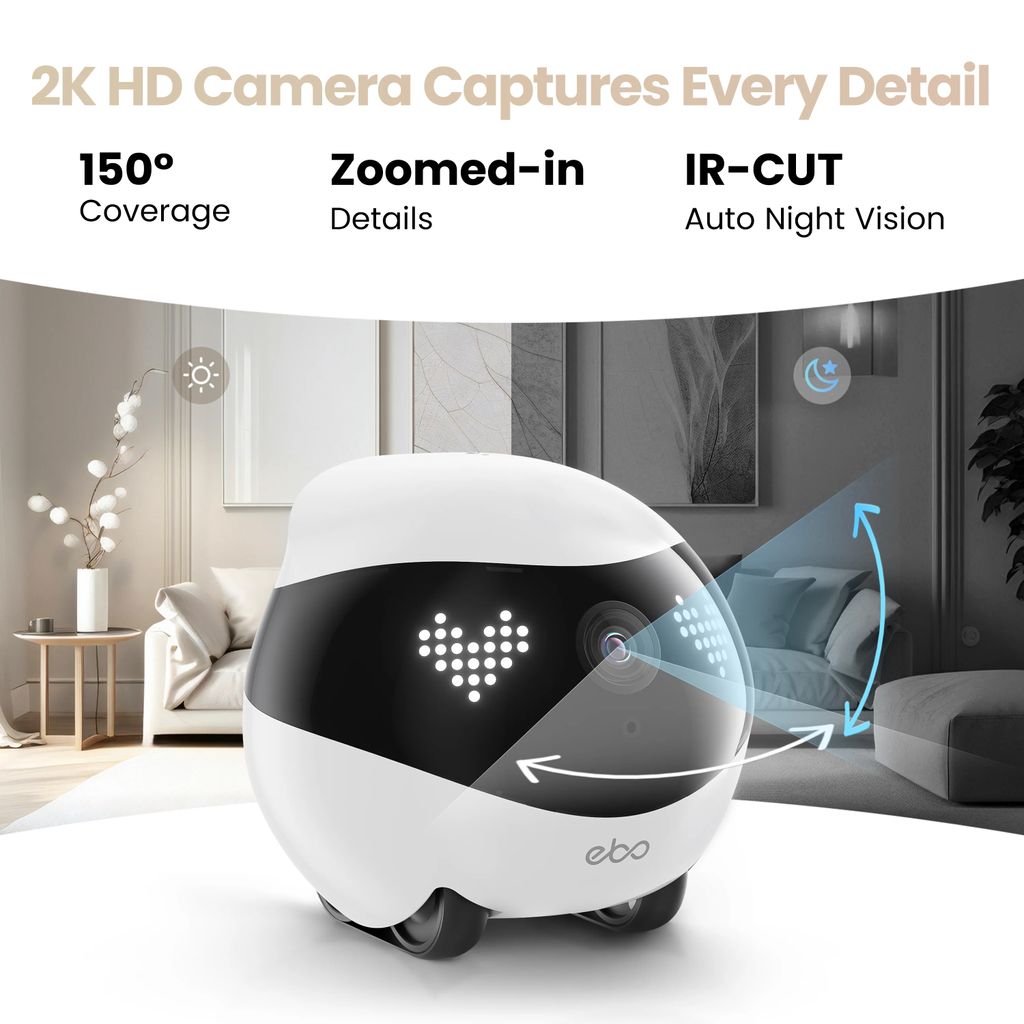 Enabot EBO Air 2 Companion Robot – 2K QHD-kamera – hvit