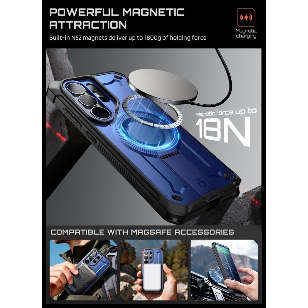 Supcase Unicorn Beetle Pro MagSafe Kuori Samsung Galaxy S26 Ultra - Musta/Tummansininen