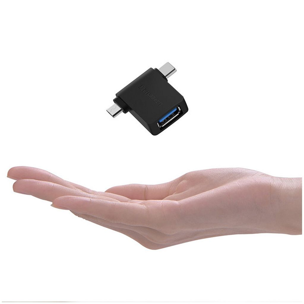 UGREEN U30453 MicroUSB / USB-C til USB-A OTG-adapter - svart