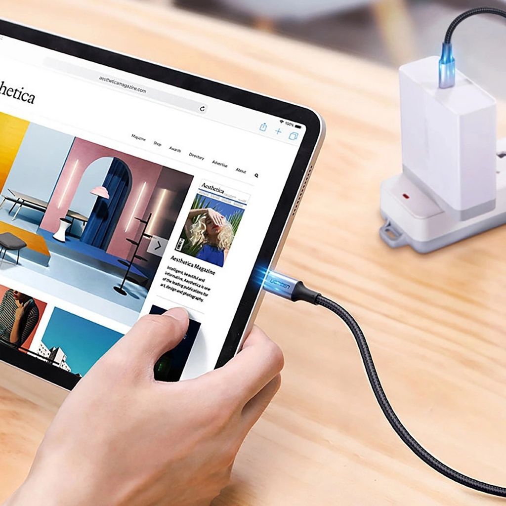 Ugreen US316 USB-C till USB-C-kabel 100W, 3m – Grå