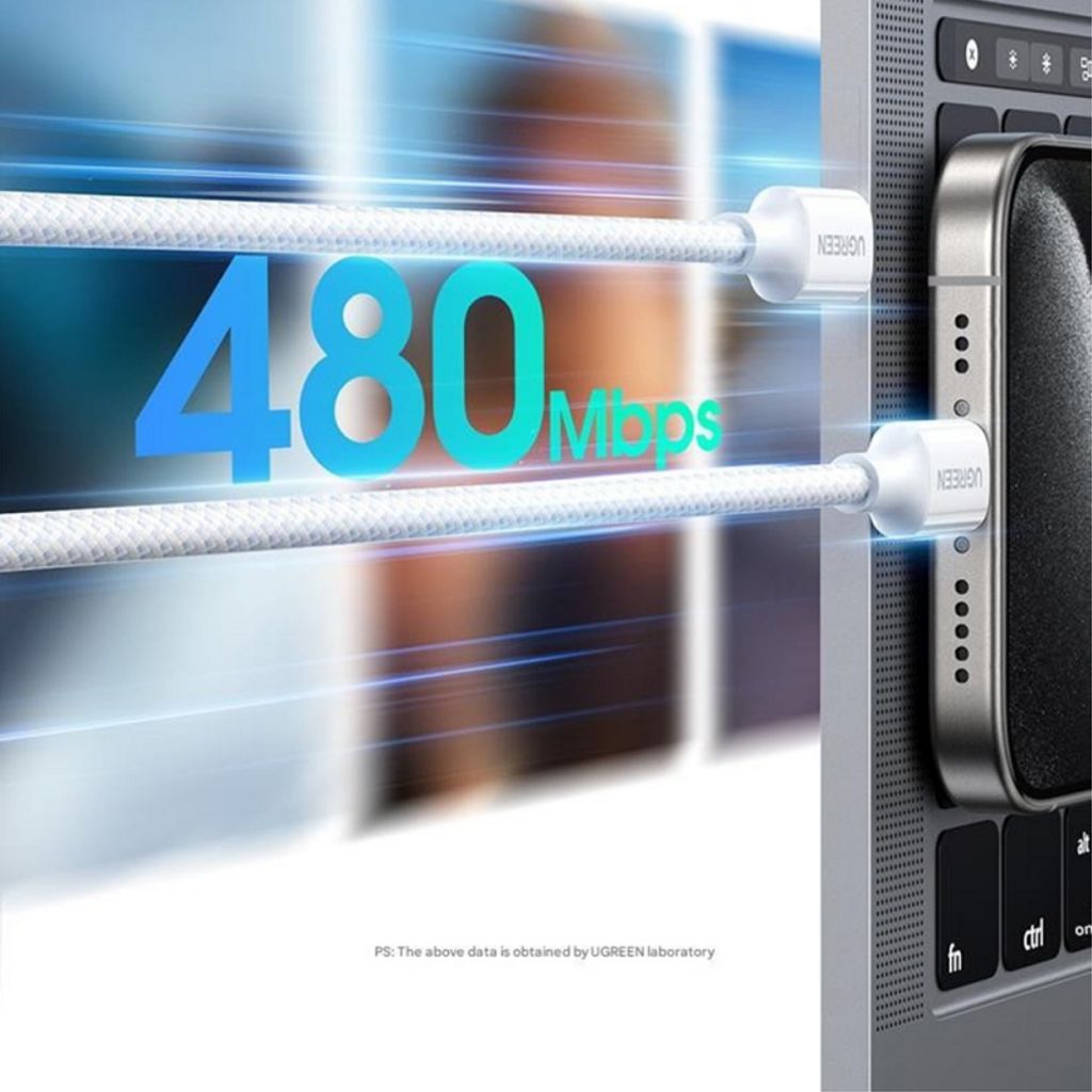 UGREEN L501 USB-C till USB-C kabel 60W, 3A, 2 m – grå