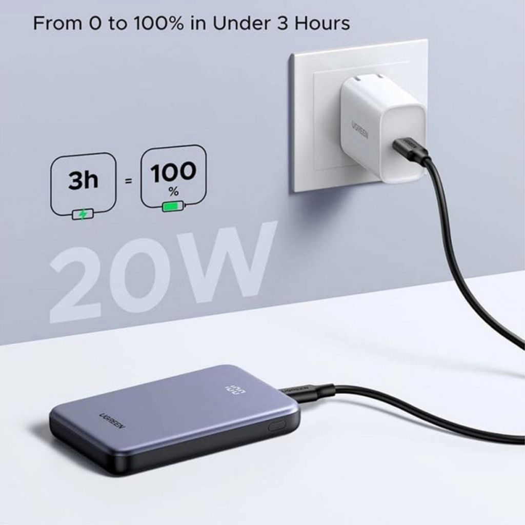 UGREEN 75131B powerbank 10000mAh, QC/PD – grå