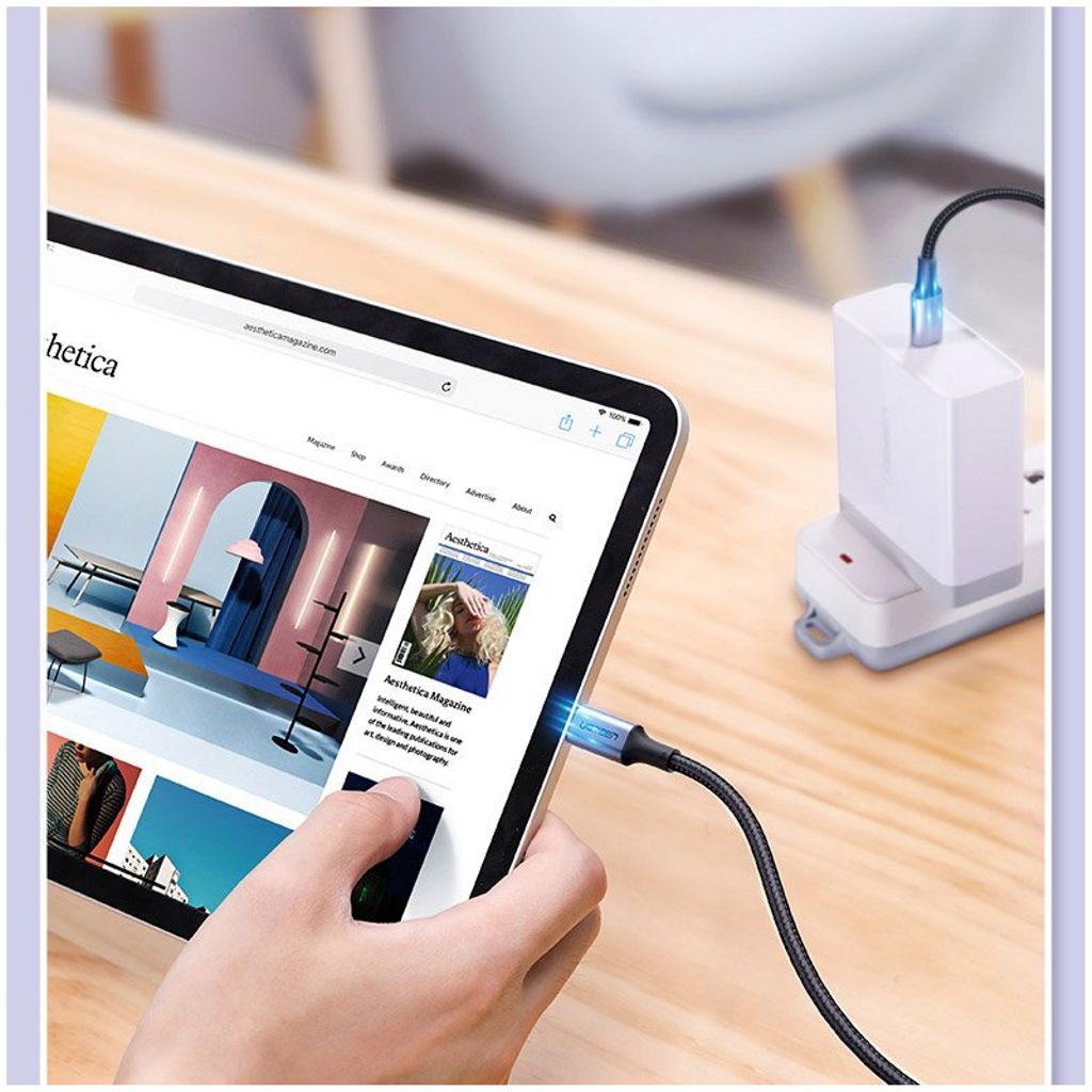 UGREEN US316 USB-C til USB-C kabel 100W – 1 m, grå